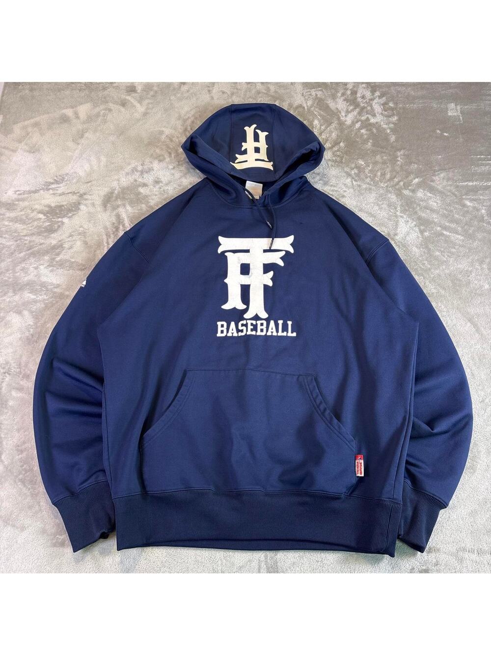 Vintage Majestic Baseball Pullover Hoodie Mens 2XL Blue Distressed Team